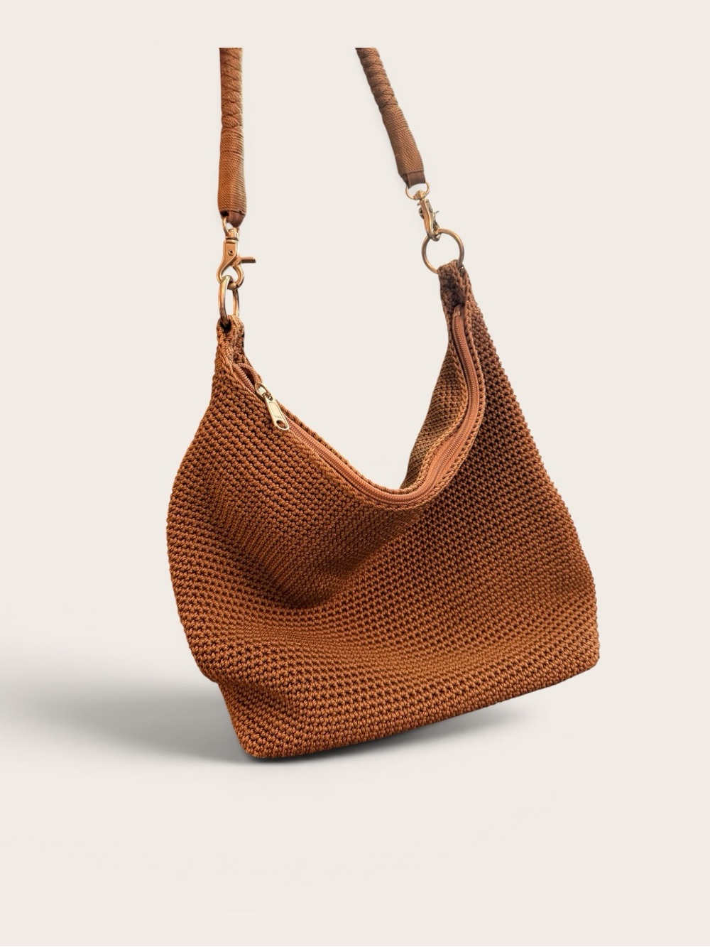 Lina Woven Hobo Shoulder Bag - Brown